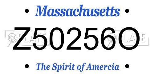Z50256O Massachusetts License Plate