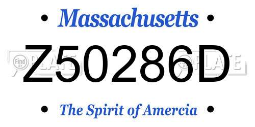 Z50286D Massachusetts License Plate