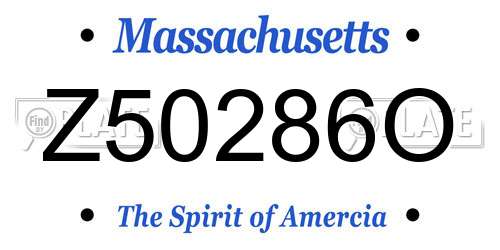 Z50286O Massachusetts License Plate