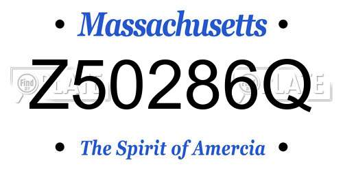 Z50286Q Massachusetts License Plate