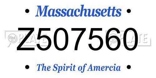 Z507560 Massachusetts License Plate