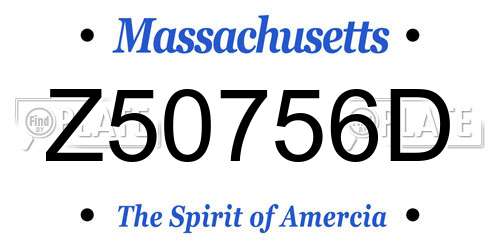 Z50756D Massachusetts License Plate