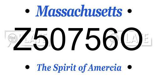 Z50756O Massachusetts License Plate