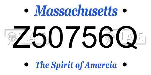 Z50756Q Massachusetts License Plate
