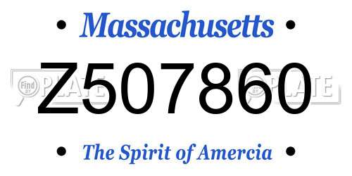 Z507860 Massachusetts License Plate