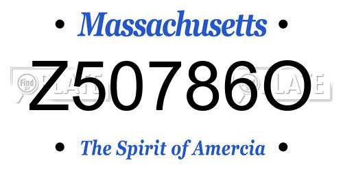 Z50786O Massachusetts License Plate