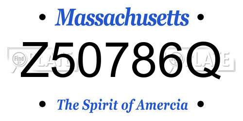 Z50786Q Massachusetts License Plate