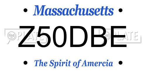 Z50DBE Massachusetts License Plate