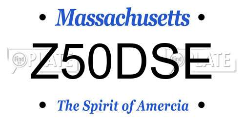 Z50DSE Massachusetts License Plate