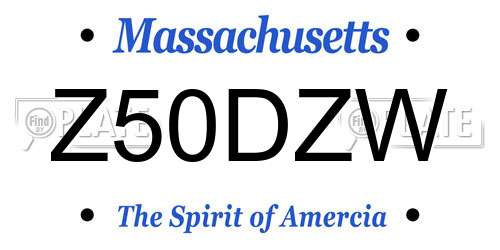 Z50DZW Massachusetts License Plate
