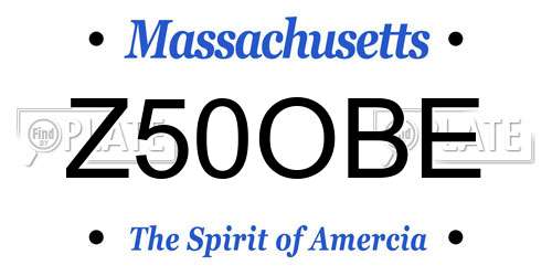 Z50OBE Massachusetts License Plate