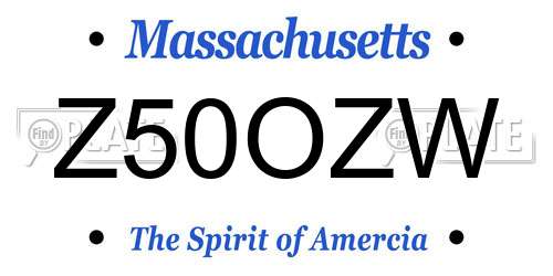 Z50OZW Massachusetts License Plate