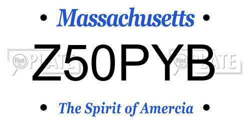 Z50PYB Massachusetts License Plate