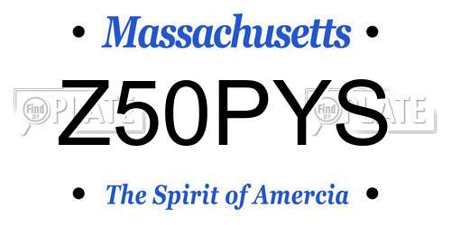 Z50PYS Massachusetts License Plate