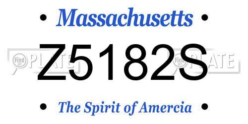 Z5182S Massachusetts License Plate