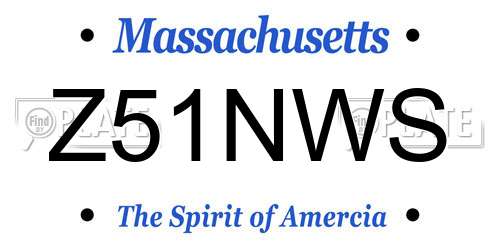 Z51NWS Massachusetts License Plate