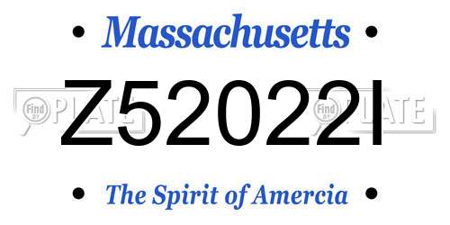 Z52022I Massachusetts License Plate
