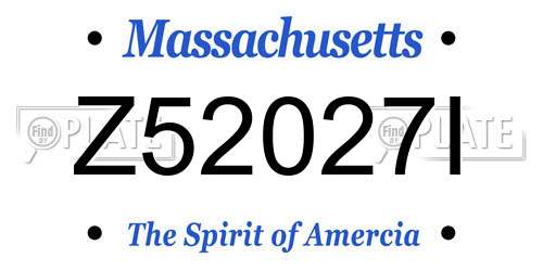 Z52027I Massachusetts License Plate