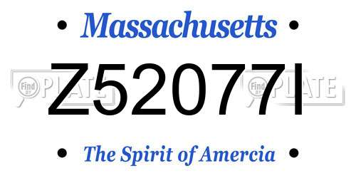 Z52077I Massachusetts License Plate