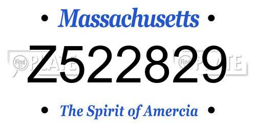Z522829 Massachusetts License Plate