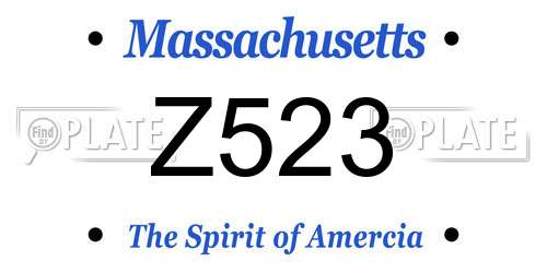 Z523 Massachusetts License Plate