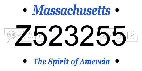 Z523255 Massachusetts License Plate