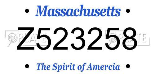 Z523258 Massachusetts License Plate