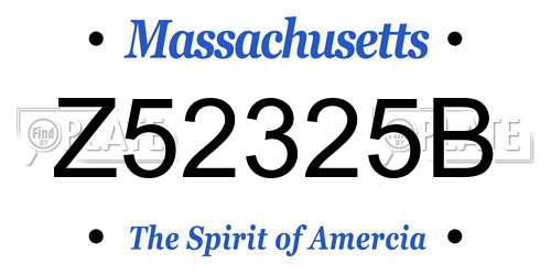 Z52325B Massachusetts License Plate