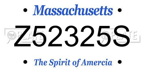 Z52325S Massachusetts License Plate