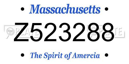 Z523288 Massachusetts License Plate