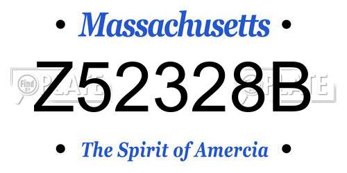 Z52328B Massachusetts License Plate
