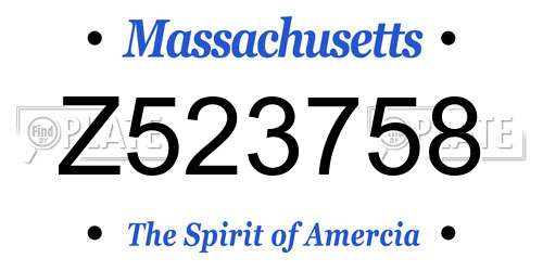 Z523758 Massachusetts License Plate