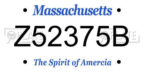 Z52375B Massachusetts License Plate