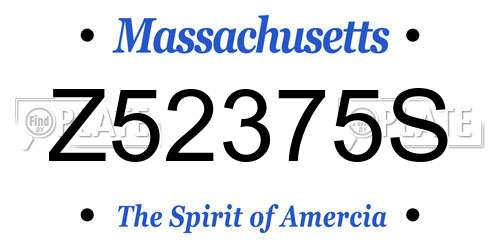 Z52375S Massachusetts License Plate