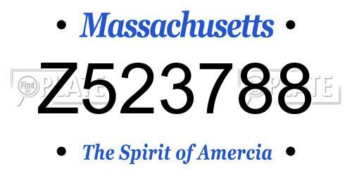 Z523788 Massachusetts License Plate