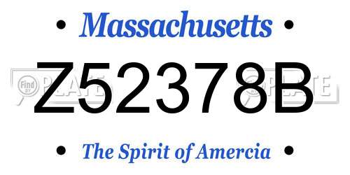 Z52378B Massachusetts License Plate