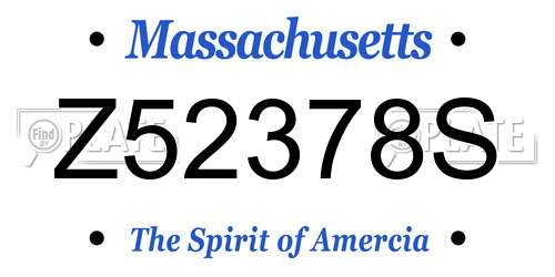 Z52378S Massachusetts License Plate