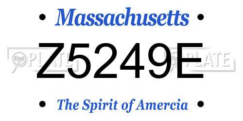 Z5249E Massachusetts License Plate