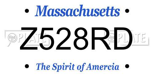 Z528RD Massachusetts License Plate
