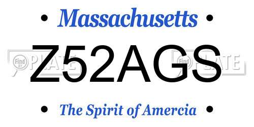 Z52AGS Massachusetts License Plate