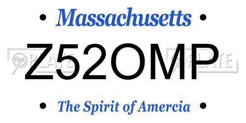 Z52OMP Massachusetts License Plate