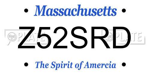 Z52SRD Massachusetts License Plate