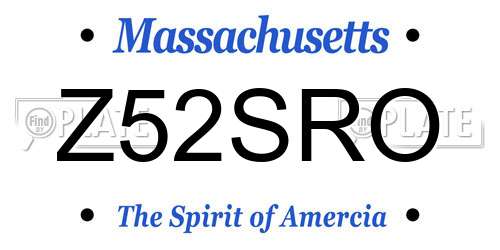 Z52SRO Massachusetts License Plate