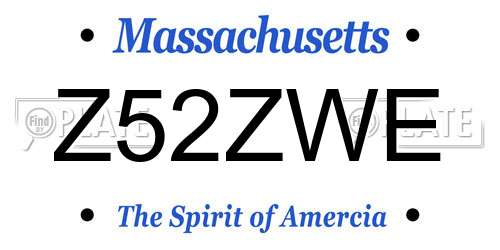 Z52ZWE Massachusetts License Plate