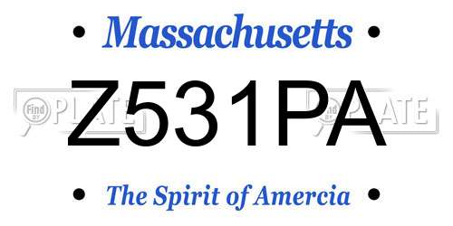 Z531PA Massachusetts License Plate