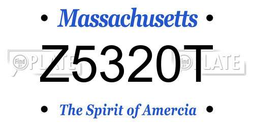 Z5320T Massachusetts License Plate