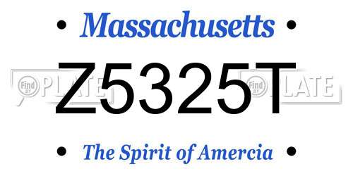 Z5325T Massachusetts License Plate