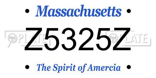 Z5325Z Massachusetts License Plate