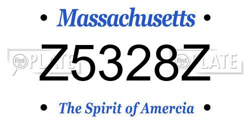 Z5328Z Massachusetts License Plate
