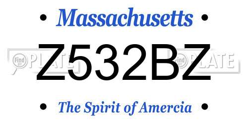 Z532BZ Massachusetts License Plate